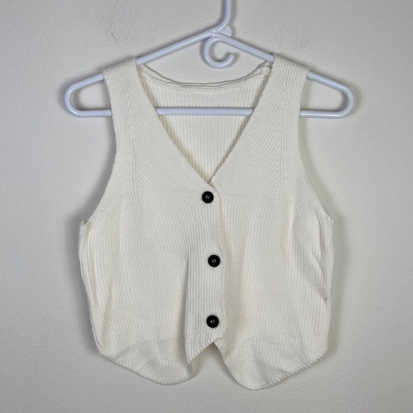 Amazon Tops - Amazon White Knit Button Up Vest Women's Small Y2K Summer 90s Quiet Luxury Retro